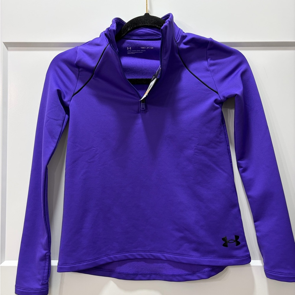 Under Armour Athletic Girls Purple Mock Quarter Zip Long Sleeve Pullover